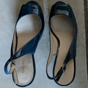 Nine West Patent Blue Platform Heels